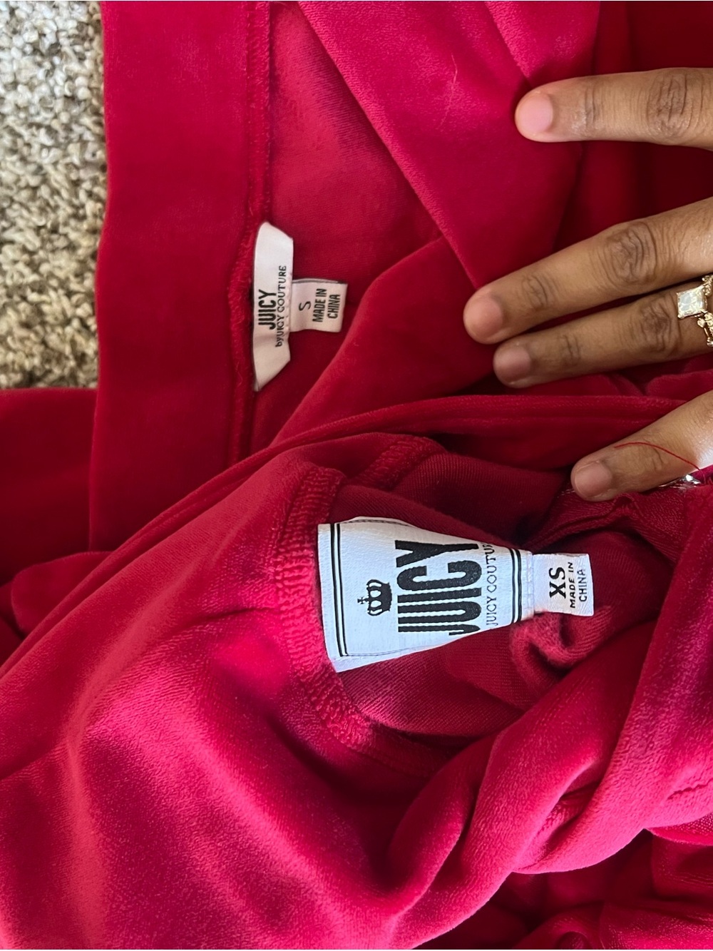 Juicy Couture Red Velour Hoodie & Pants Set - Picture 3 of 3